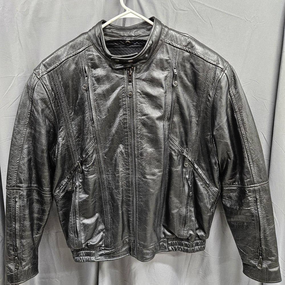 First‎ Classic Premium Leather Biker Harley Jacket Mens XXlarge Black Full Zip